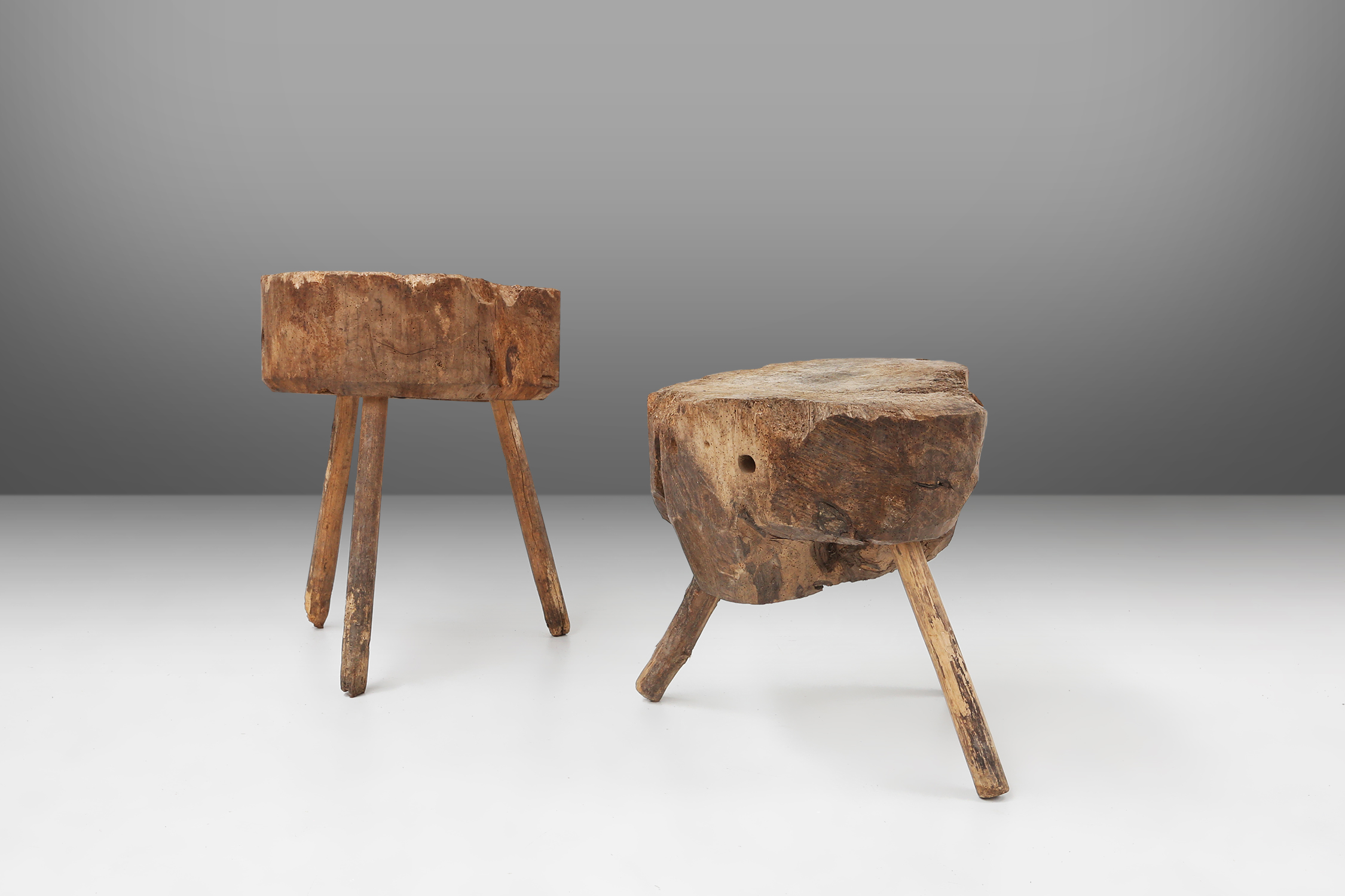 Chopping block or side table in full wood, France, ca. 1850thumbnail